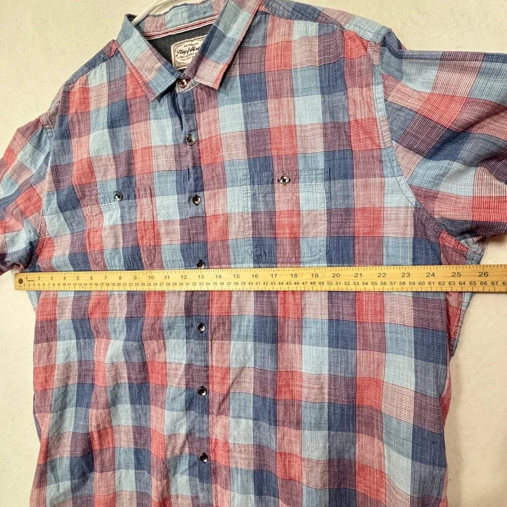 Flag Anthem Button Down Shirt Mens XXL Plaid Relaxed Americana - Picture 8 of 9